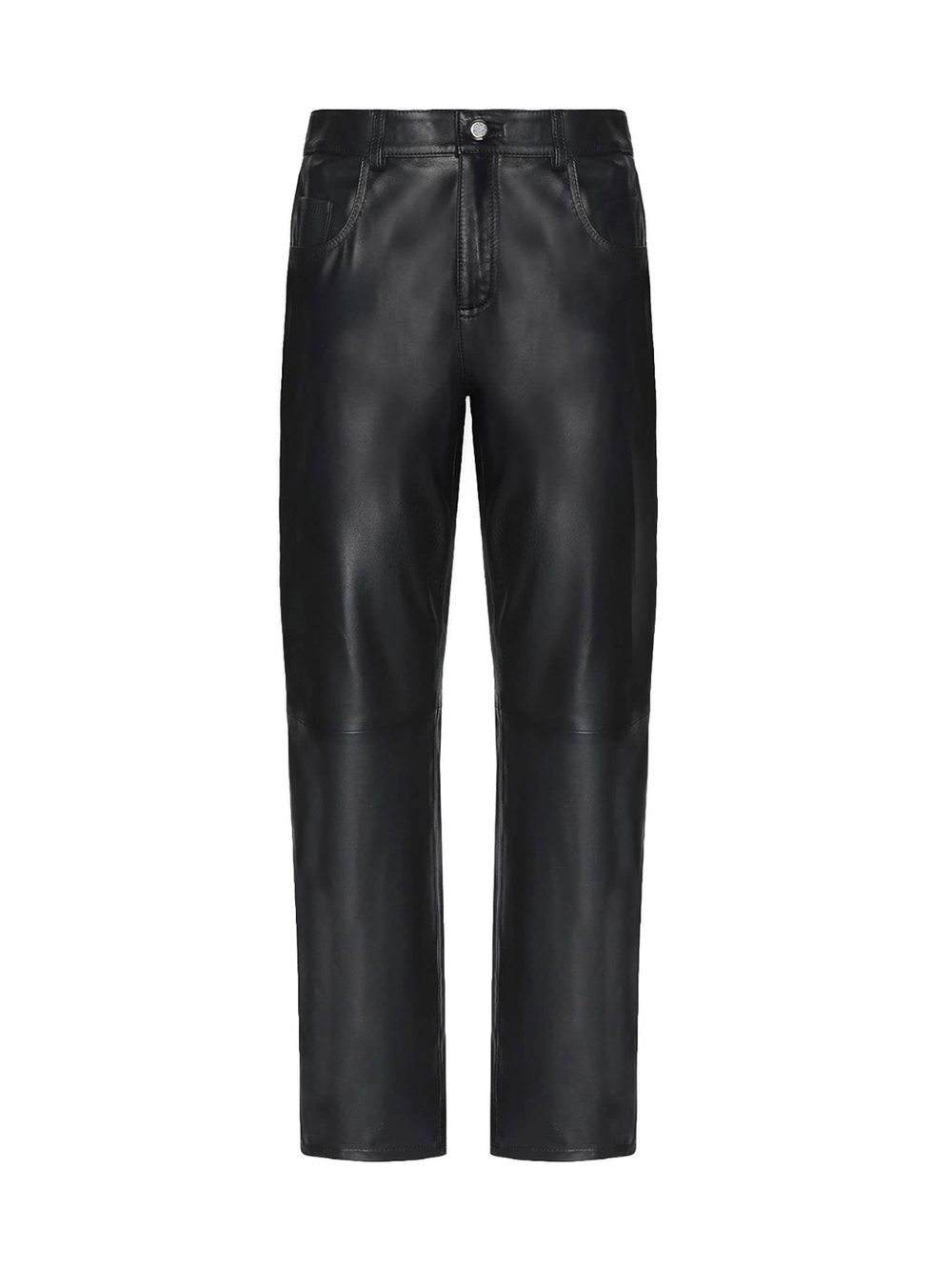 Women’s Black Leather Jeans Straight Fit